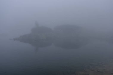 sabah sis göl suda ağaçların yansımalar