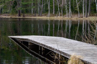 Göl ile renkli sonbahar günü su yansımalar