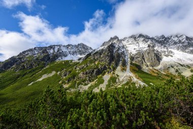Slovakça Karpat Dağları Güz. üstleri ile yeşil tepeler 
