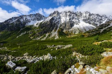 Slovakça Karpat Dağları Güz. üstleri ile yeşil tepeler 