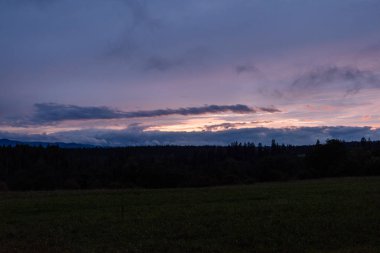 dağ zirveleri ile orman siste