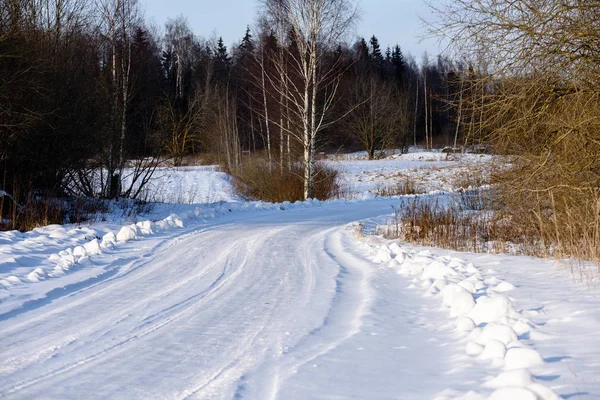 karlı kış yol derin karla kaplı
