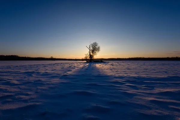 Renkli Kış Günbatımı ile büyük gelen ışık ışınları — Stok fotoğraf
