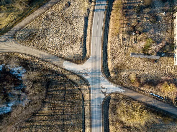 drone image. aerial view of rural area with houses and road netw