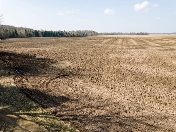 Drone image. aerial view of wet cultivated agriculture fields ne — Stock Photo, Image