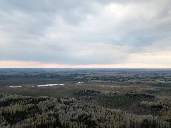 Image de drone. vue aérienne de la zone rurale avec champs et forêts i — Photo