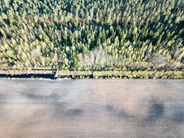 Drone görüntü. taze hava ile kırsal alan görünümünü ekili bir
