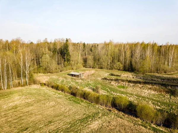 Drone image. aerial view of rural area with fields and forests i — Stock Photo, Image