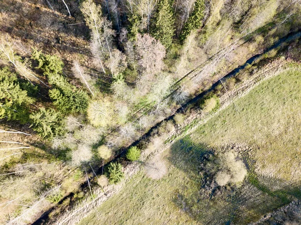 Imagem de drone. Vista aérea da zona rural com campos e florestas — Fotografia de Stock
