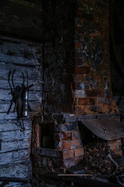 Old Abandoned House Interior Broken Furniture Empty Windows Woodwork Details — Stock Photo, Image