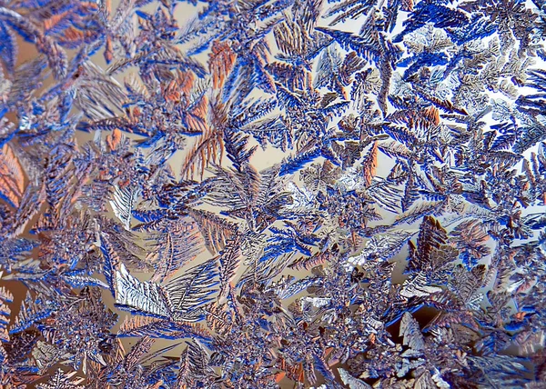 Frosty Christmas Pattern Winter Window Glass — Stock Photo, Image