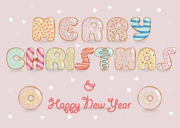 Merry Christmas. Chocolate Donuts font — Stock Vector