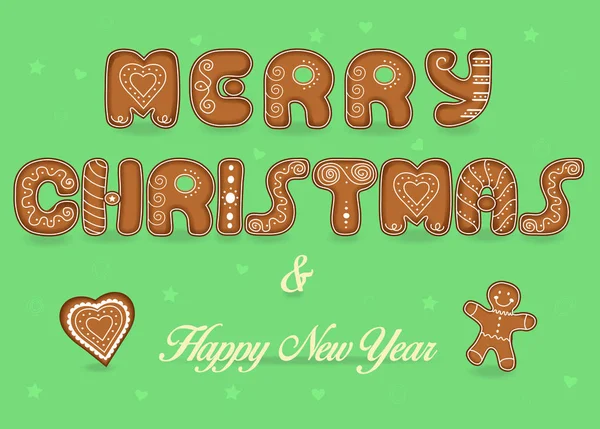 Merry Christmas. Happy New Year. Gingerbread font — Stock Photo, Image