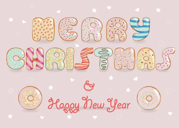 Merry Christmas. Chocolate Donuts font — Stock Photo, Image