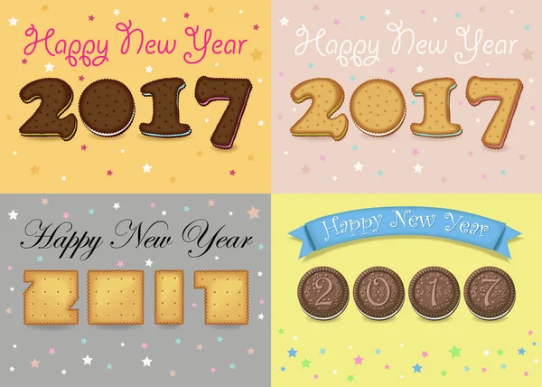 Feliz Año Nuevo 2017. Cookies fuente — Foto de Stock