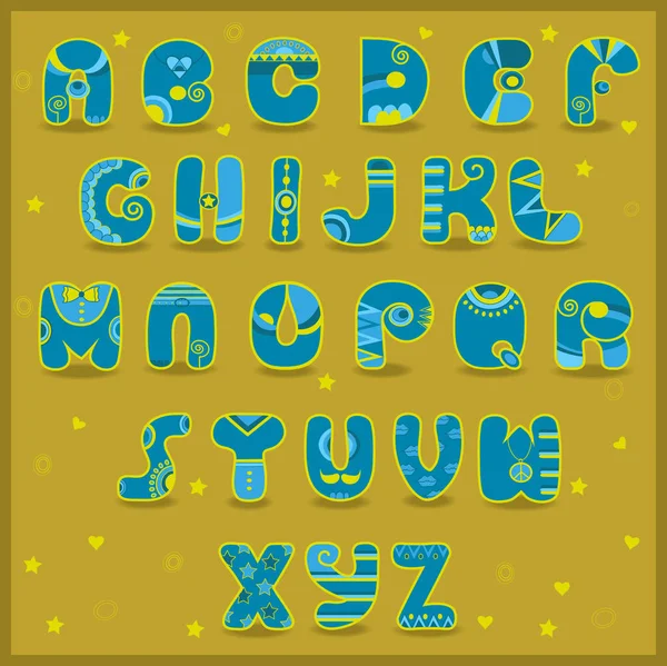 Fairy font. Funny blue and yellow symbols — Stock Photo, Image