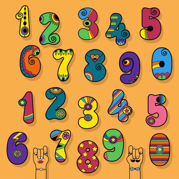 Numbers Set. Disco colorido e estilo de super-herói — Vetor de Stock