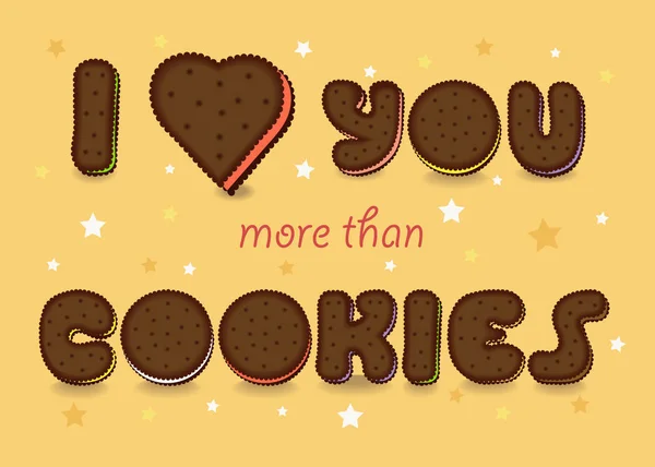 Te amo más que a las Cookies — Vector de stock