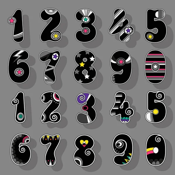 Numbers Set. Black Signs with Bright Decor — Stock Photo, Image