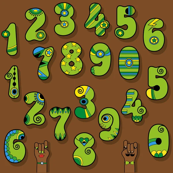 Зелені і жовті числа — стоковий вектор