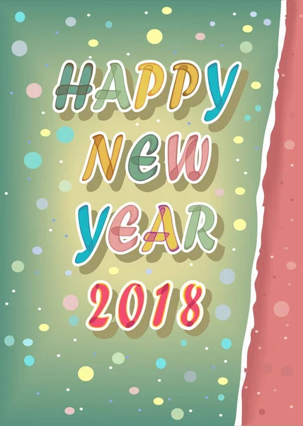 Happy New Year 2018. Aquarel kaart — Stockvector