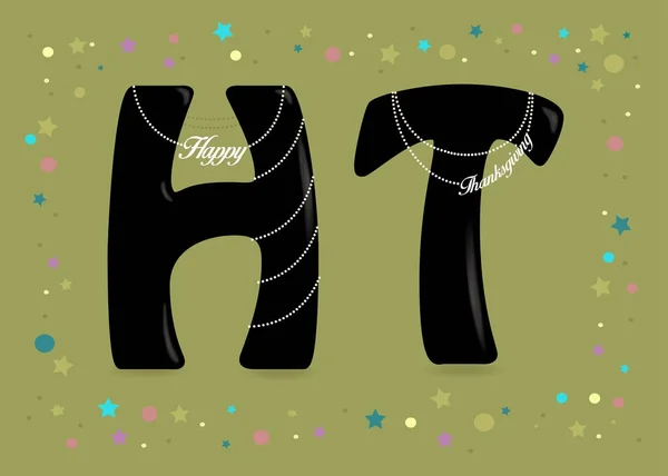 幸せな感謝祭。パール襟と黒の標識 — ストックベクタ