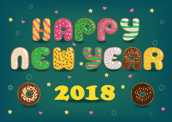 З Новим 2018 роком. Барвисті пончики — стокове фото