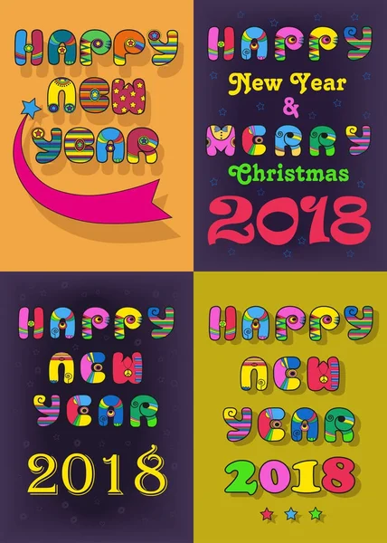 New Years Retro kaarten — Stockvector