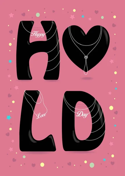 Boldog szerelem nap. Fekete betűk gyöngy gallér — Stock Fotó