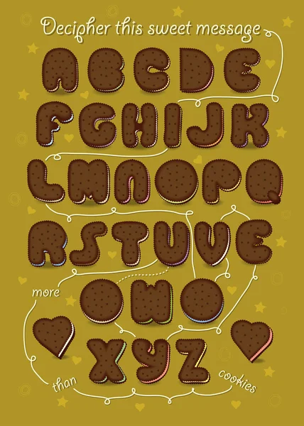 Romantiska chiffertext. Jag älskar dig mer än cookies — Stock vektor