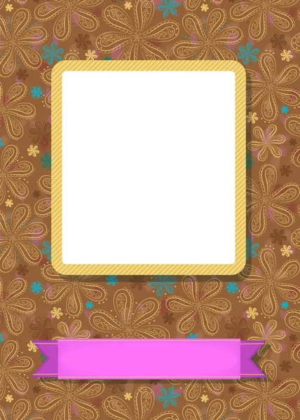 Floral frame for picture with banner for text — Stock Photo, Image