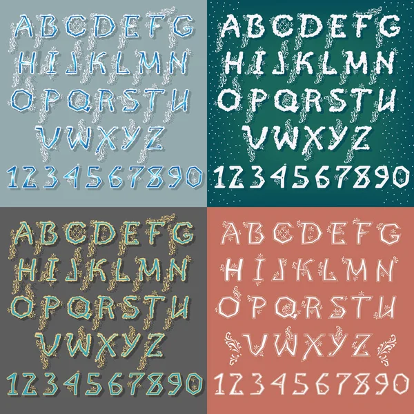 Invierno Alfabetos blanco y azul — Archivo Imágenes Vectoriales