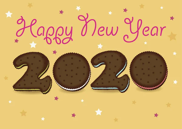 Καλή χρονιά 2020. Μπισκότα σοκολάτας — Φωτογραφία Αρχείου