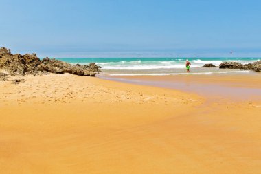 Yaz günü kumlu plaj okyanus manzarası