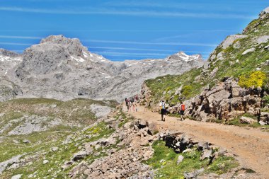 Fuente De, İspanya - 10 Temmuz 2016: Taşlı parça pic dağlarda