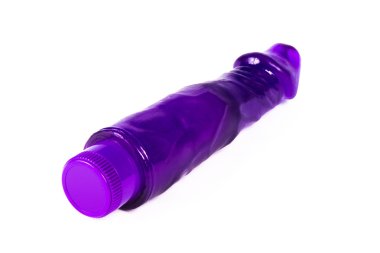 Dildo vibrator sex toy violet on white background