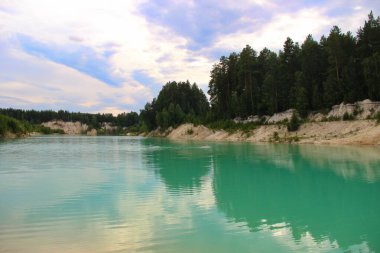Sahildeki turkuaz göl ormanı.