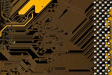Sarı baskılı devre kartı - Pcb doku resmini makro