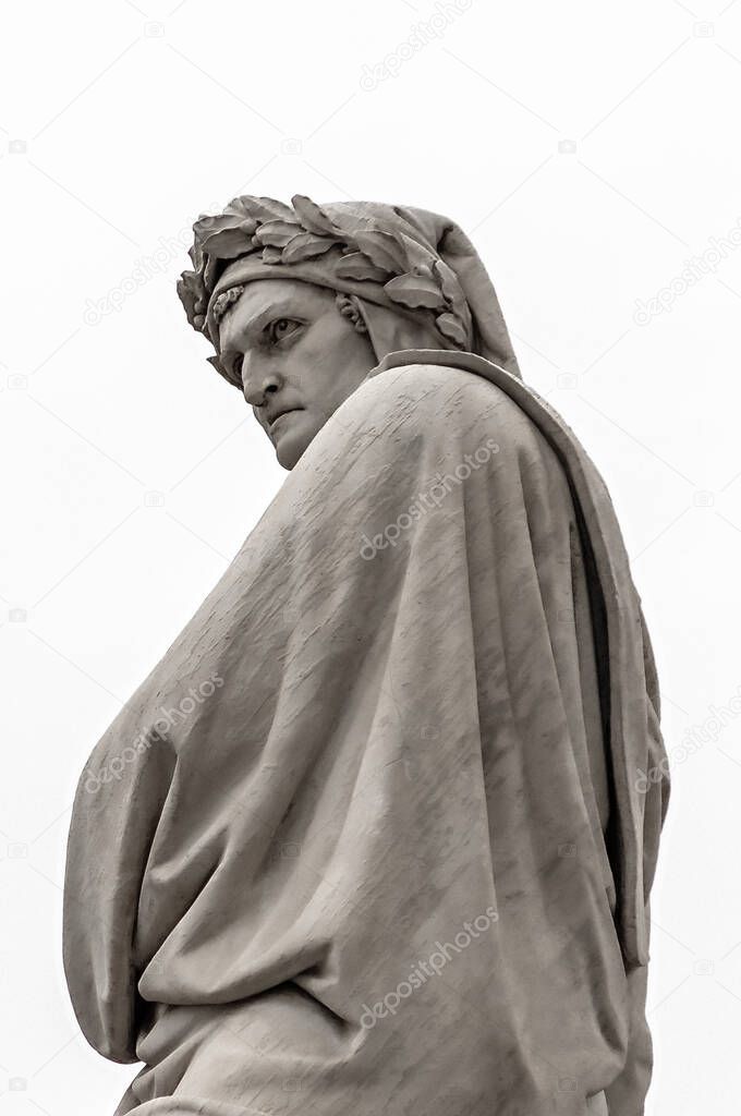 Dante Alighieri monument in Piazza S. Croce, Florence, Tuscany, Italy