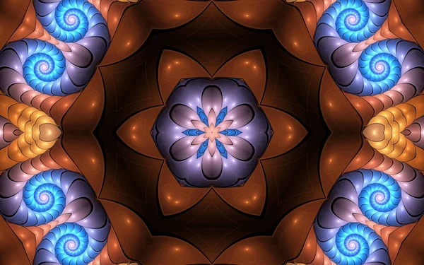 Fraktal Spiralleri Güzel Altıgenleri Olan Güzel Soyut Cam Arka Plan — Stok fotoğraf