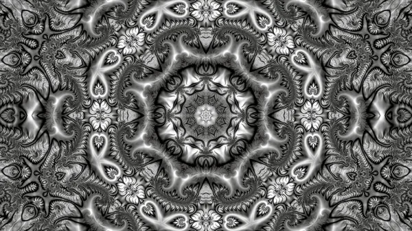 neon ışıkta çeşitli fraktal süslemelerden siyah-beyaz yapılmış bir bilgisayar masaüstündeki güzel soyut resim