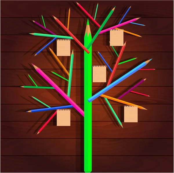 색연필의 나무 — 스톡 벡터