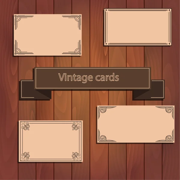 Cartões vintage na mesa — Vetor de Stock