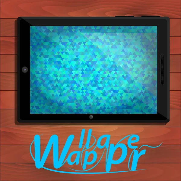 Tablette PC, fond polygonal bleu — Image vectorielle