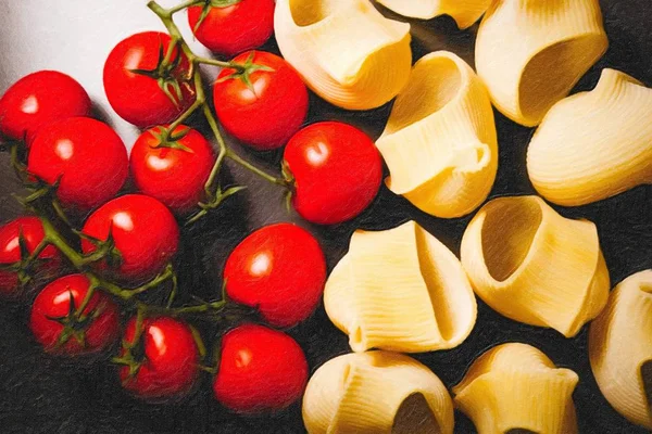 Yağlı boya tarzı resim İtalyan makarna