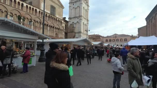 Ferrara Italy December 2019 View City Main Square Meeting Place — стоковое видео