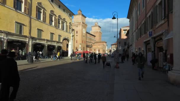 Ferrara Itálie Prosince 2019 Pohled Hlavní Náměstí Města Místo Setkávání — Stock video