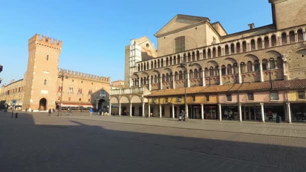 Ferrara Italien Februari 2019 Piazza Trento Trieste Beläget Centrum Staden — Stockvideo