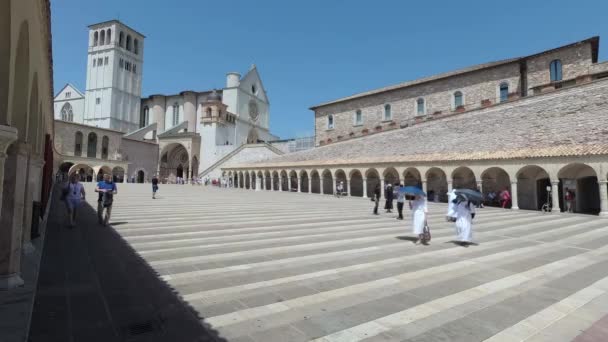 Assisi Itálie Srpna 2019 Fasáda Baziliky San Francesco Assisi Kostel — Stock video