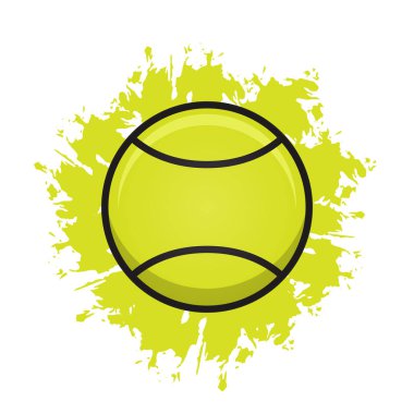Tenis top ile düz bir illüstrasyon vektör. Spor öznitelikleri. Spor ürünleri, takım afiş Web sitelerinin tasarım unsurları. Eps10 illüstrasyon vektör.
